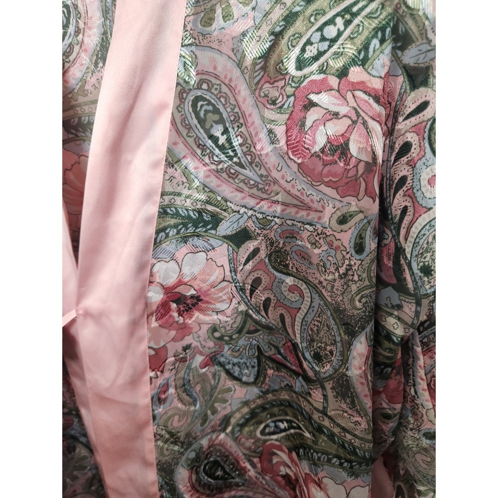 Vintage Gold Label Victoria's Secret Pink Sheer Paisley Robe No Belt OSFA Pocket - Picture 5 of 9